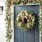 Glitzhome&#xAE; 24&#x22; Cypress Leaves &#x26; Pinecone Wreath with Ribbon &#x26; Bow